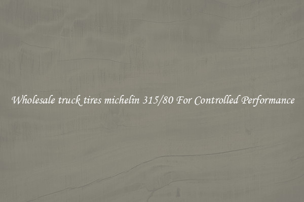 Wholesale truck tires michelin 315/80 For Controlled Performance