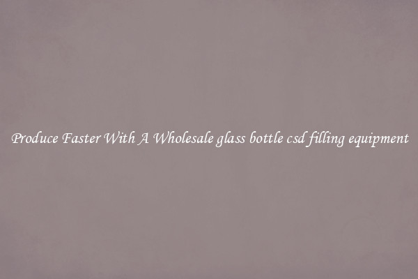 Produce Faster With A Wholesale glass bottle csd filling equipment